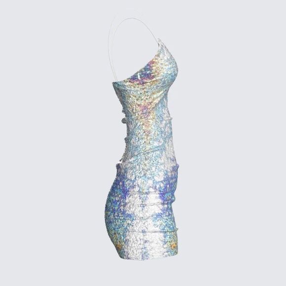 Finesse Tara Multi Sequin Mini Dress Spaghetti Straps L - Picture 3 of 8